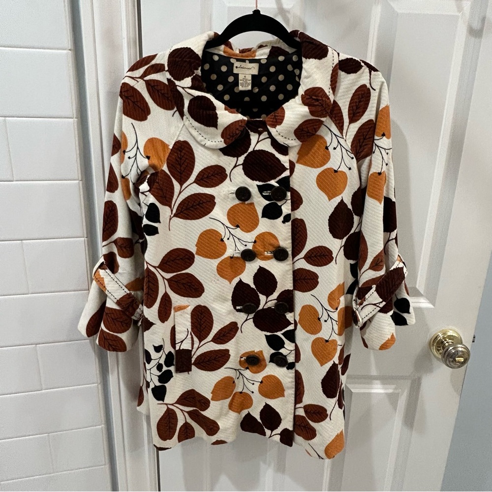 Anthropologie Elevenses changing colors fall leaf swing coat jacket 6 brown gold - Picture 6 of 16